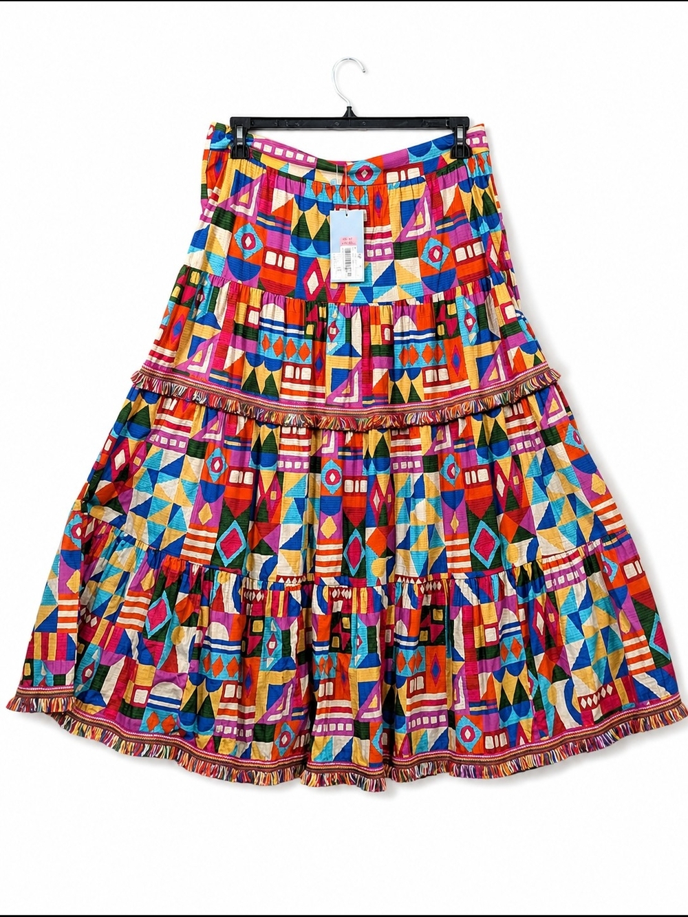 NWT Antonio Melani Bold Multicolor Geometric Tiered Maxi Skirt – Size 12